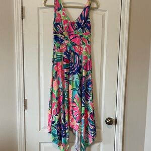 Lilly Pulitzer Sloan midi dress tropical flora pink